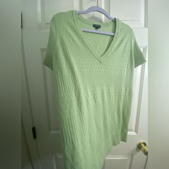 Torrid green everyday soft pointelle pullover v-neck sweater - Picture 5 of 8